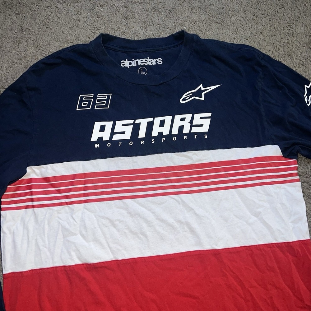 Alpinestars Turbo Long-Sleeve T-Shirt Navy/Red Mens Large NWOT